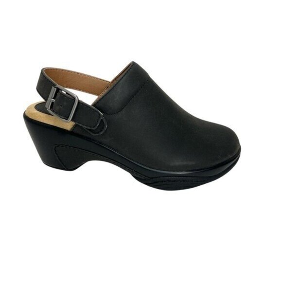 White Mountain Women's Viewable Black Pull Up Slingback Clogs Size 6M - Picture 1 of 13